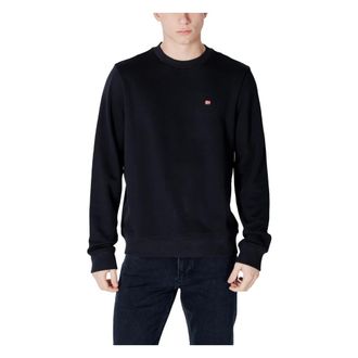 Napapijri Hoodies & sweatvesten, Heren, Zwart, XL, Katoen, Katoenen Hoodless Sweatshirt Lente/Zomer Collectie