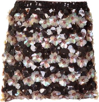 P.A.R.O.S.H. Minigonna Paillettes - Dames - Korte rokken - Bruin - S - Pailletten - Rokken