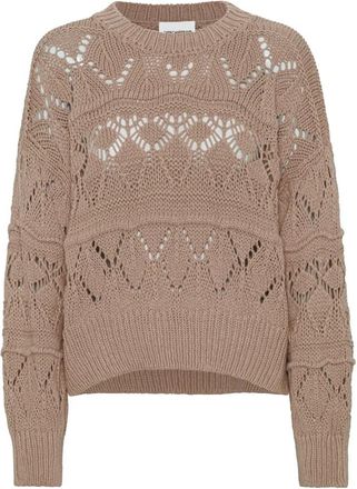 Americandreams Cassie Cotton Pullover - Dames - Ronde hals truien - Bruin - M - Katoen - Truien & Vesten
