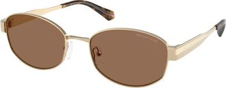 Michael Kors Zonnebril met gouden montuur en bruine glazen - Dames - Zonnebrillen - Geel - 56 MM - Accessoires