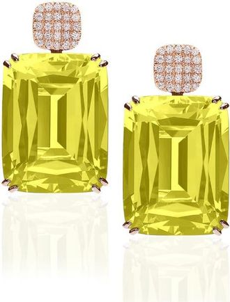 Goshwara Gossip Cushion Cut Drop Earrings in Lime at Nordstrom