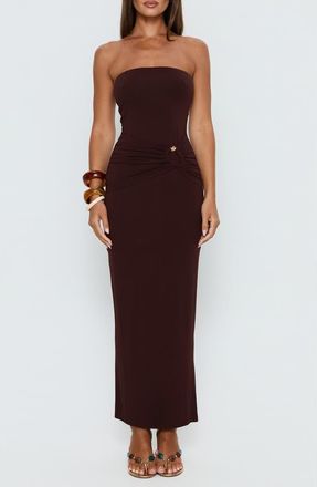 Princess Polly Signature Strapless Maxi Dress in Chocolate Brown at Nordstrom, Size 10