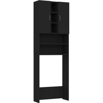 vidaXL Washing Machine Cabinet Black 64x25.5x190 cm Vidaxl