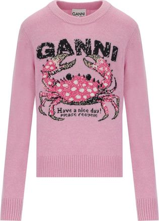 Ganni MAGLIONE GIROCOLLO CRAB ROSA GANNI