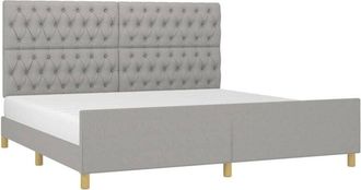 vidaXL Vidaxl - Estructura De Cama Con Cabecero De Tela Gris Claro 200x200 Cm