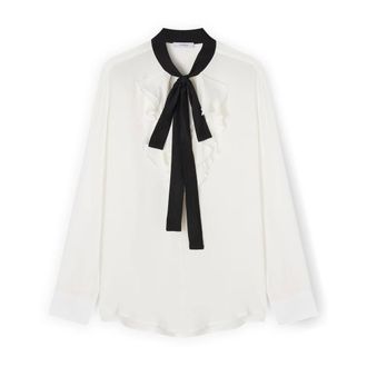 Motivi Overhemden, Dames, Wit, 2Xs, Blouse met ruches en ceintuur