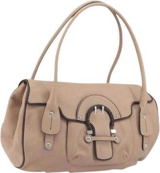 Ferragamo Pre-owned Hand Bag - Dames - Vintage Schoudertas - Beige - ONE Size - Leer - Vintage