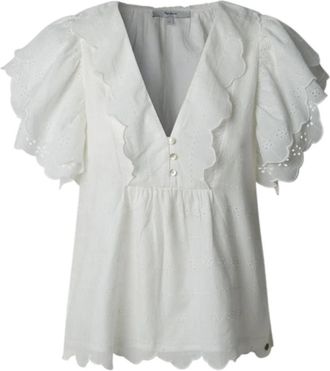 Pepe Jeans London Elegante Blouse met Pofmouwen - Dames - Blouses - Wit - M - Overhemden