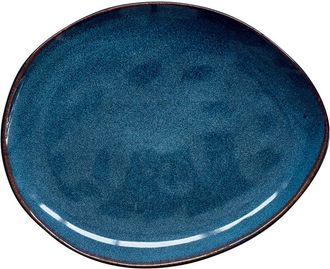 Easy Life Juego de 4 platos de postre 20,5x16,5 cm de gres GENESIS BLUE