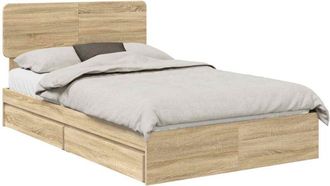 vidaXL Cama Con Almacenamiento Con Cabecera Roble Sonoma 135 X 190 Cm Vidaxl