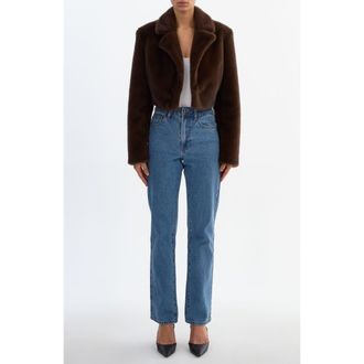 LaMarque CARLIE | Faux Fur Cropped Blazer in Walnut at Nordstrom, Size Medium