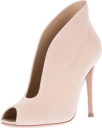 Generic Fashion Suede Pull on Stiletto Heel Ankle Boots for Women, Classic Comfort Peep Toe Heeled Pumps Short Booties, Vintage Solid Color Bridal Prom Party 