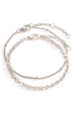 Mint & Lily Poppy Stacking Bracelet Set in Silver at Nordstrom, Size 8