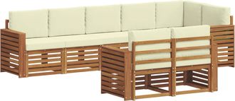 vidaXL Conjunto De Sof&aacute;s De Exterior 8 Uds. Natural Y Crema Poli&eacute;ster Vidaxl