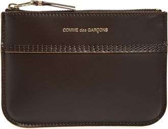 Comme Des Garçons Triple Stitch Leather Zip Pouch in Brown at Nordstrom