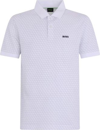 HUGO BOSS Katoenen Polo met Patroon - Heren - Polos - Wit - M - Katoen - Tops