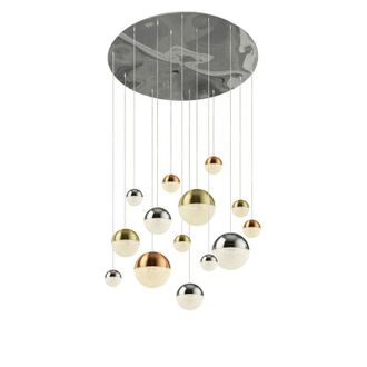 Searchlight Lampadario Contemp Pianeti Acciaio Cromo Policarbonato Ottone Led 109W 4000K