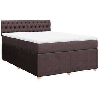 vidaXL Vidaxl - Cama Box Spring Con Colch&oacute;n Tela Marr&oacute;n Oscuro 160x200 Cm