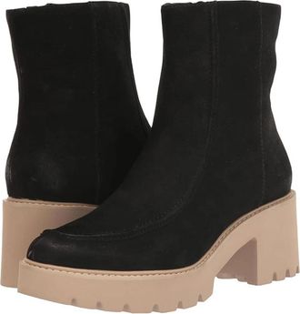Dolce Vita Henla Boots Womens Black Leather Block Heel Bootie HTAT1073