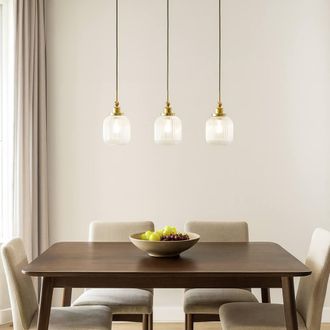 Pagazzi Riva 3-Light Antique Brass Pendant Bar in Gold