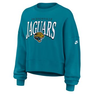 Nike Jacksonville Jaguars Rewind Phoenix Nike Womens NFL Oversized Pullover Crew in Green | 01D745WQ9N-NYG