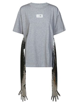 Maison Margiela Grey Silver Sequin Gloves Cotton T-Shirt
