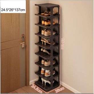 OEM Zapatero De 9 Niveles - Dimensiones 804x2446 Mm - Pl&aacute;stico Pp De Alta Calidad - Apilable Y Elegante En Color Negro -crezuo