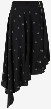 Givenchy Asymetric Skirt Black/Silvery, Brand Size 44 (US Size 10)