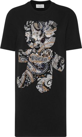 Philipp Plein teddy bear-print cotton minidress - women - Cotton - M - Black