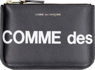 Comme Des Gar&ccedil;ons Mens Leather Pouch With Logo Detail, Black Cow Hide Wallets & Cardholders