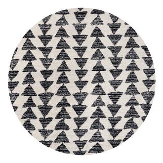 Jonathan Y Designs Aisha Moroccan Triangle Geometric Round Area Rug in Cream/black at Nordstrom, Size 5Ft 0In X 5Ft 0In