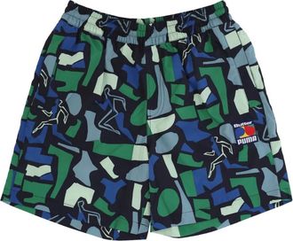 Puma Gedrukte waterafstotende shorts Mineral Blue - Heren - Korte Broeken - Veelkleurig - M - Polyester - Korte Broeken