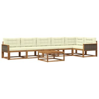 vidaXL Conjunto De Sof&aacute;s De Exterior Con Coj&iacute;n 7 Pcs Natural Y Crema Vidaxl