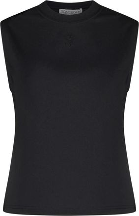 J.W.Anderson Logo Geborduurd Mouwloos Topje - Dames - Tops zonder mouwen - Zwart - S - Polyester - Tops