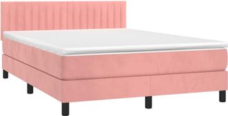 vidaXL Cama Box Spring Con Colch&oacute;n Terciopelo Rosa 140x200 Cm Vidaxl