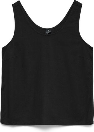 Vero Moda Blusenshirt VERO MODA VMMYMILO S/L TOP WVN GA, Damen, Gr. XL, schwarz, Jersey, Obermaterial: 55% Viskose, 45% Leinen, unifarben, regular fit kurz, tie