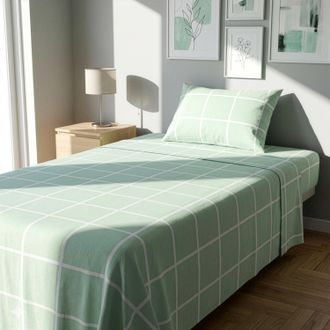 KASANOVA Completo letto 1 piazza e mezza policotone quadrotti verde