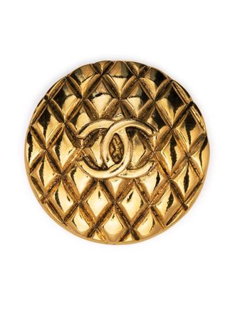 Chanel Spilla con logo CC anni 80 - Oro