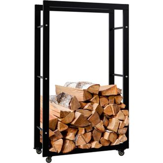 Clp Legna da ardere Keri con rotelle nero 25x60x100 cm