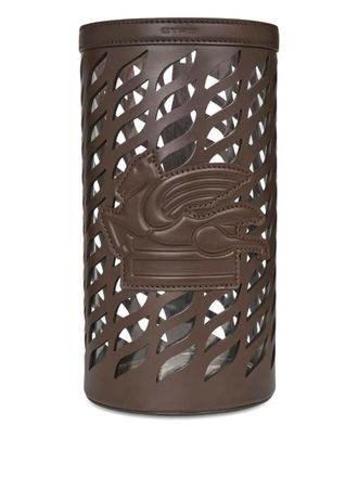 Etro Home Leren vaas met uitgesneden details (50 cm x 21 cm) - Bruin