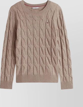 Tommy Hilfiger cable knit wool sweater with ribbed trim