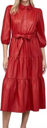 Fate Brittany Midi Dress In Deep Red