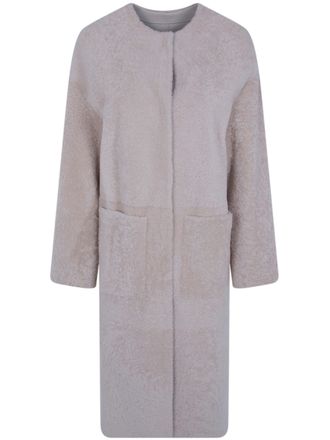 BLANCHA Jacket Long White Light Astrakhan Merino Shearling Coat