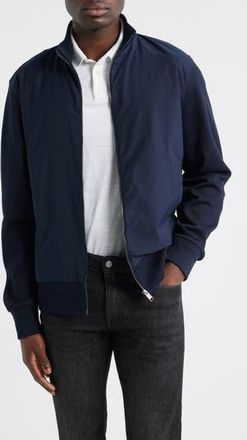 BOSS Shepherd Mixed Media Full Zip Sweatshirt in Dark Blue at Nordstrom Rack, Size X-Large
