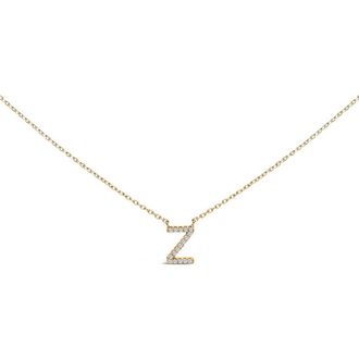 House of Brilliance 10K Yellow Gold Diamond Accent A-Z Block Initial Pendant Necklace in Yellow Gold | Z at Nordstrom
