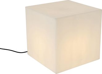 QAZQA Moderno L&aacute;mpara De Exterior Moderna Blanca 38 Cm Cuadrada Ip44 - Nura Pl&aacute;stico Cubo Adecuado Para Led Max. 1 X 23 Watt - Qazqa