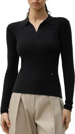 LilySilk Silk-Cashmere Polo in Black at Nordstrom, Size X-Large