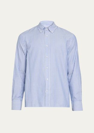 Officine G&eacute;n&eacute;rale Mens Striped Cotton Button-Down Shirt