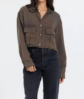 Vintage Havana Cropped Pocket Detail Shirt In Brown