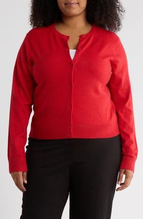 Nordstrom Rack Crewneck Button Front Cardigan in Red Samba at Nordstrom Rack, Size 1X